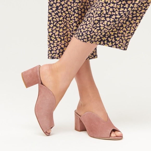 L. K. Bennet Navy Suede Jagoda Mule Heel Sandals - Picture 8 of 8